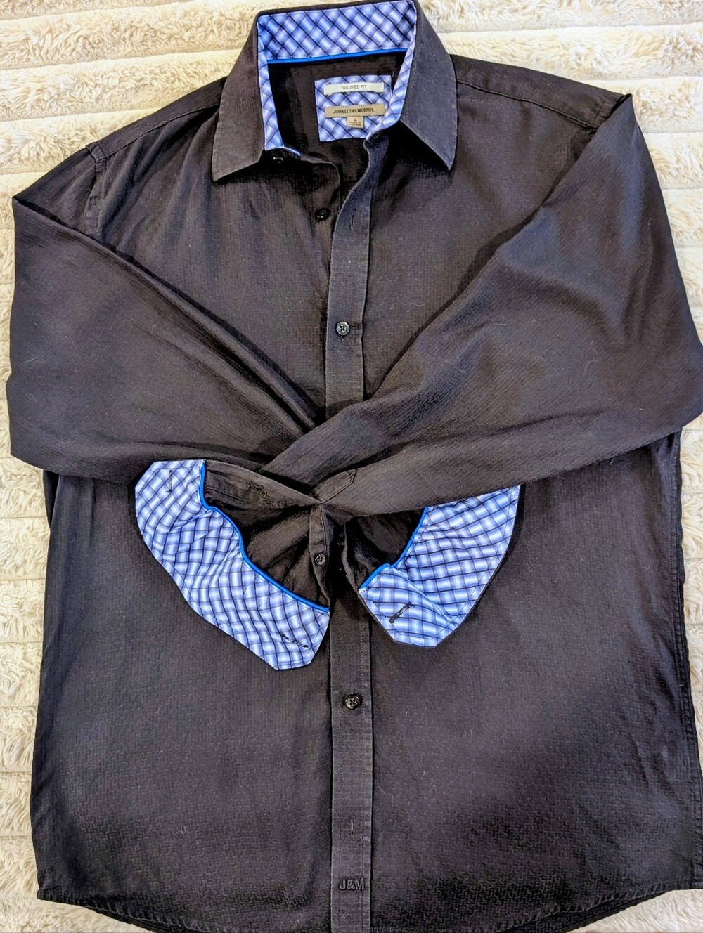 Johnston & Murphy Tailored Fit Black Button Down Dress Shirt Men’s (M) - CB